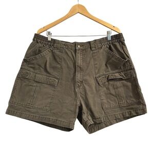 Cabelas Shorts Men's 40 Brown Cotton Elastic‎ Waist Stretch Cargo Pockets Casual